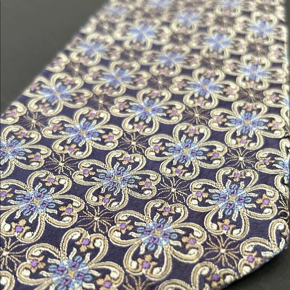 Hickey Freeman Multicolored Woven Floral Tie, 100% Silk